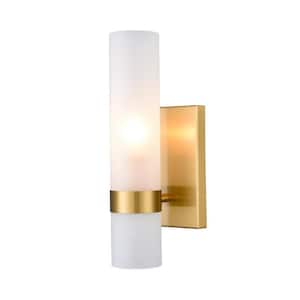 5.2 in. 1-Light Gold Modern Wall Sconce with Standard Shade