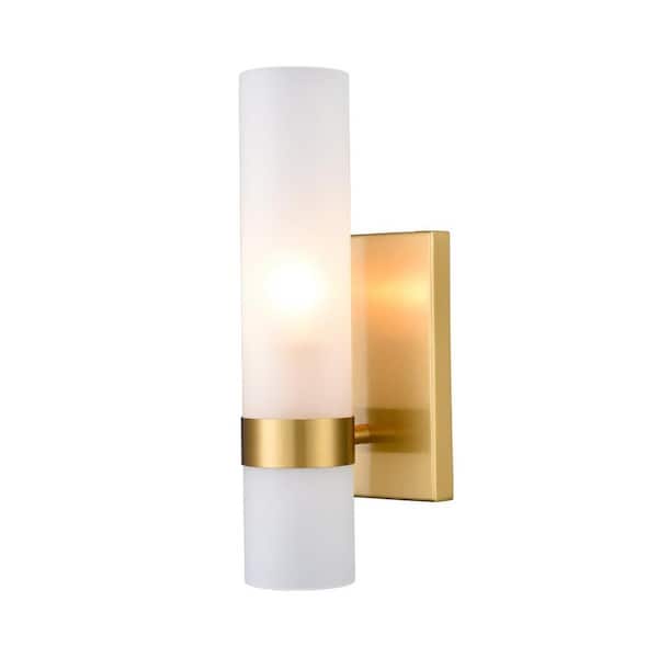 CLAXY 5.2 in. 1-Light Gold Modern Wall Sconce with Standard Shade