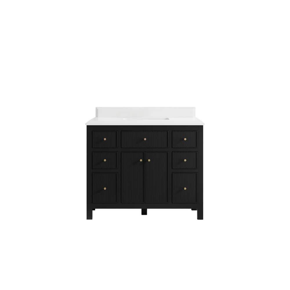 Sonoma 42 in. W x 22 in. D x 36 in. H Bath Vanity in Black with Cove Edge White Quartz Top price history on PriceWatchPro