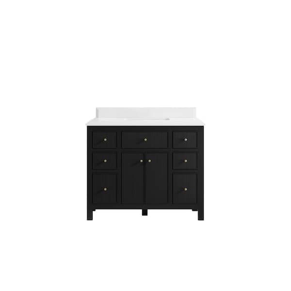 Willow Collections Sonoma 42 in. W x 22 in. D x 36 in. H Bath Vanity in Black with Cove Edge White Quartz Top