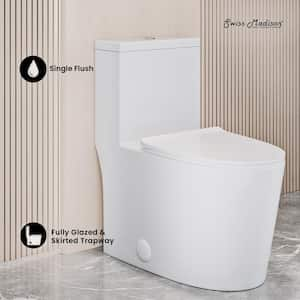 1-Piece 1.1 GPF Single Flush Dreux High Efficiency Elongated Toilet with Extra-Strong Flush Technology