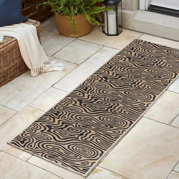 JONATHAN Y Eryx Modern Bohemian Organic Reversible Machine-Washable Gray/Cream 2 ft. x 8 ft. Indoor/Outdoor Runner Area Rug