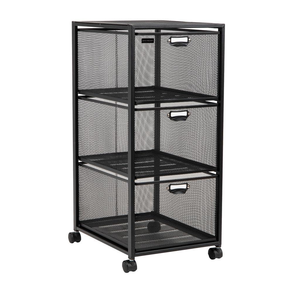 Black Rolling Cart With Drawers
