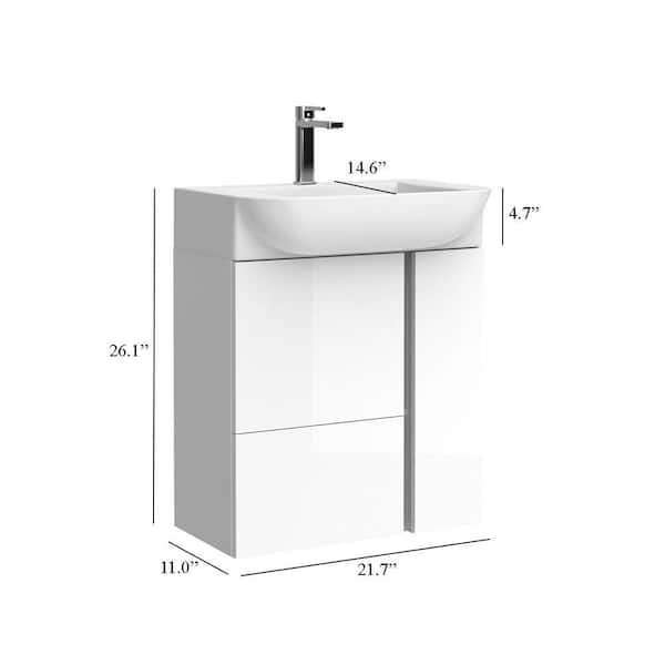 Latitude Run® Meuble-lavabo mural simple 30 po avec plateau en résine