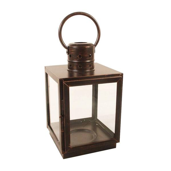 Unbranded 12 in. Bronze Square Small Lantern