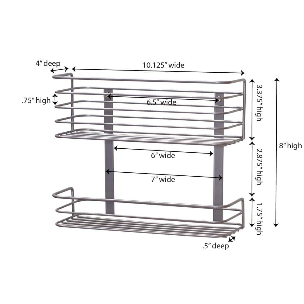 Gray Metal Double Basket Door Mount Cabinet Organizer
