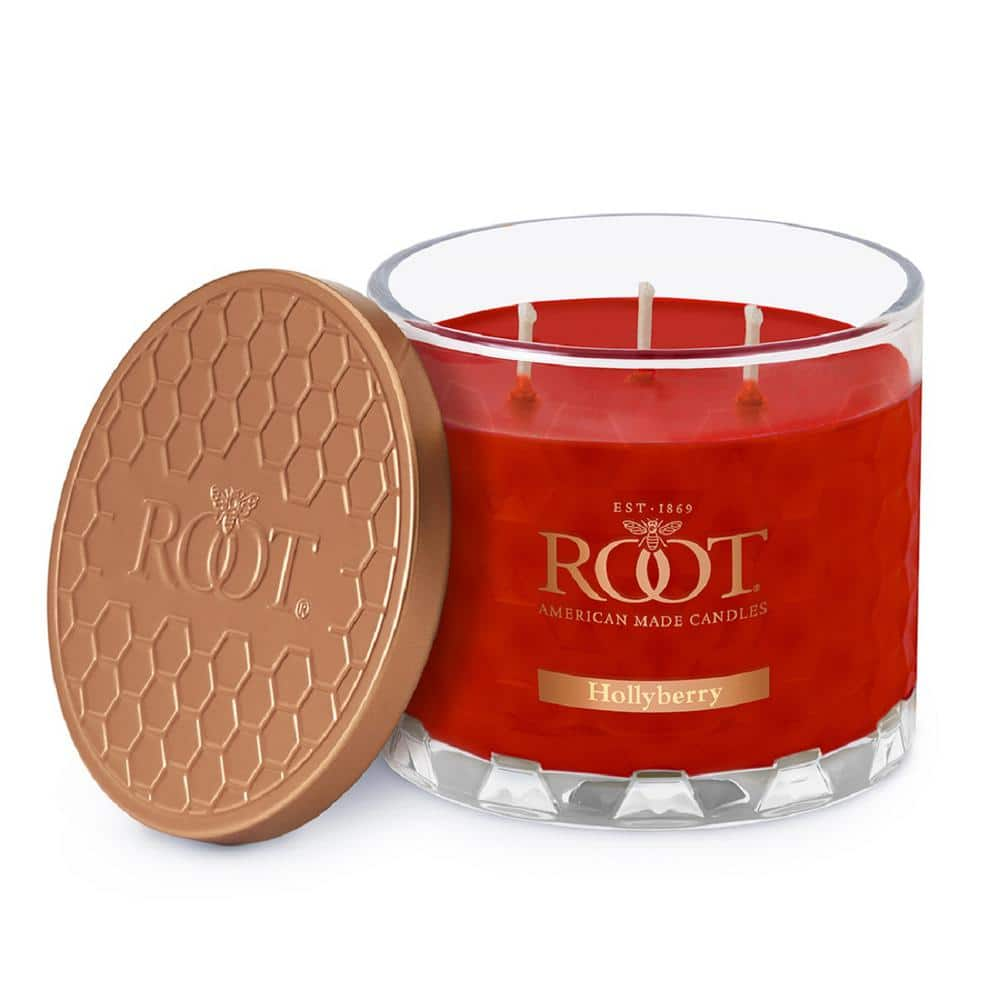 ROOT Candles 12 oz 3-Wick Signature Honeycomb filled Jar. Scent: Hollyberry