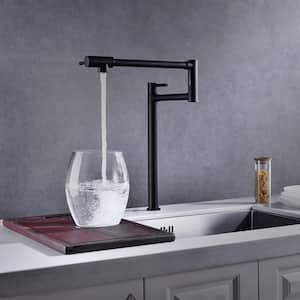 Deck Mounted Pot Filler with Water Supply Line in Matte Black ( Deckplate Not Included )
