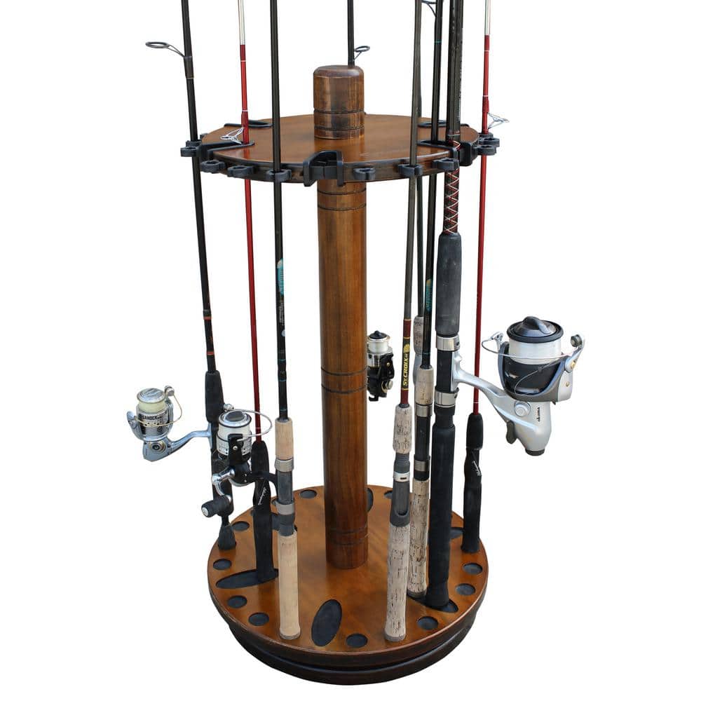 Rush Creek Creations Round Spinning 30 Fishing Rod Rack No Tool Assembly  360-Degree Rotation 38-3006 - The Home Depot