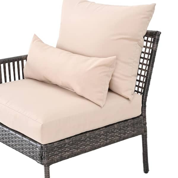 BLISSWALK Outdoor Cushions Dinning Chair Cushions with back Wicker Tufted  Pillow for Patio Furniture in Apricot YZB113 - The Home Depot