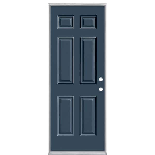 Masonite 32 in. x 80 in. 6-Panel Left Hand Inswing Painted Steel Prehung Front Exterior Door No Brickmold