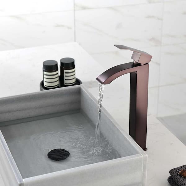 13.11 in. Single Handle Single Hole Bathroom Faucet Included Valve Supply Lines in Matte Black