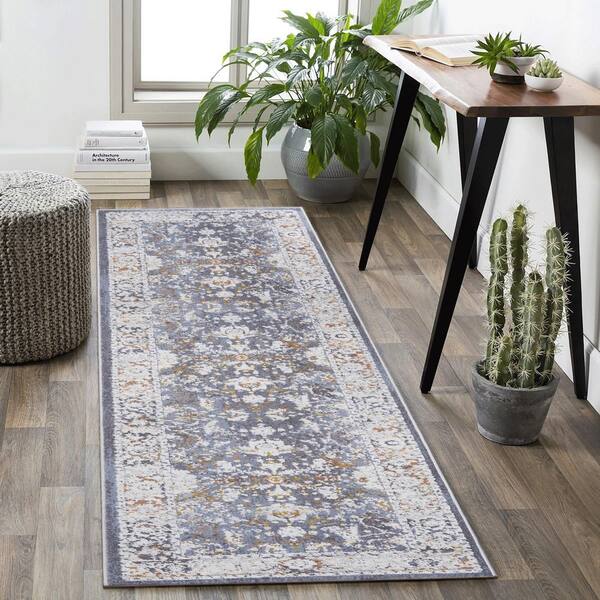 2 ft. x 8 ft. Blue Rectangle Washable for Bedroom, Dining Room, Living Room Area Rug