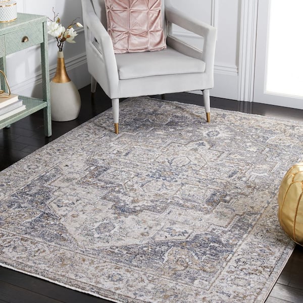 Jasmine 4 ft. x 6 ft. Gray/Blue Distressed Ornate Area Rug