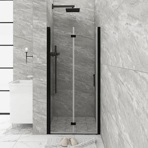 32 in. to 33.3 in. W x 72 in. H Bi-fold Semi Frameless Shower Door in Matte Black Finish with Clear Tempered Glass