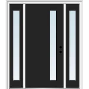 68.5 in. x 81.75 in. Viola Left-Hand Inswing 1-Lite Clear Low-E Painted Steel Prehung Front Door with Sidelites