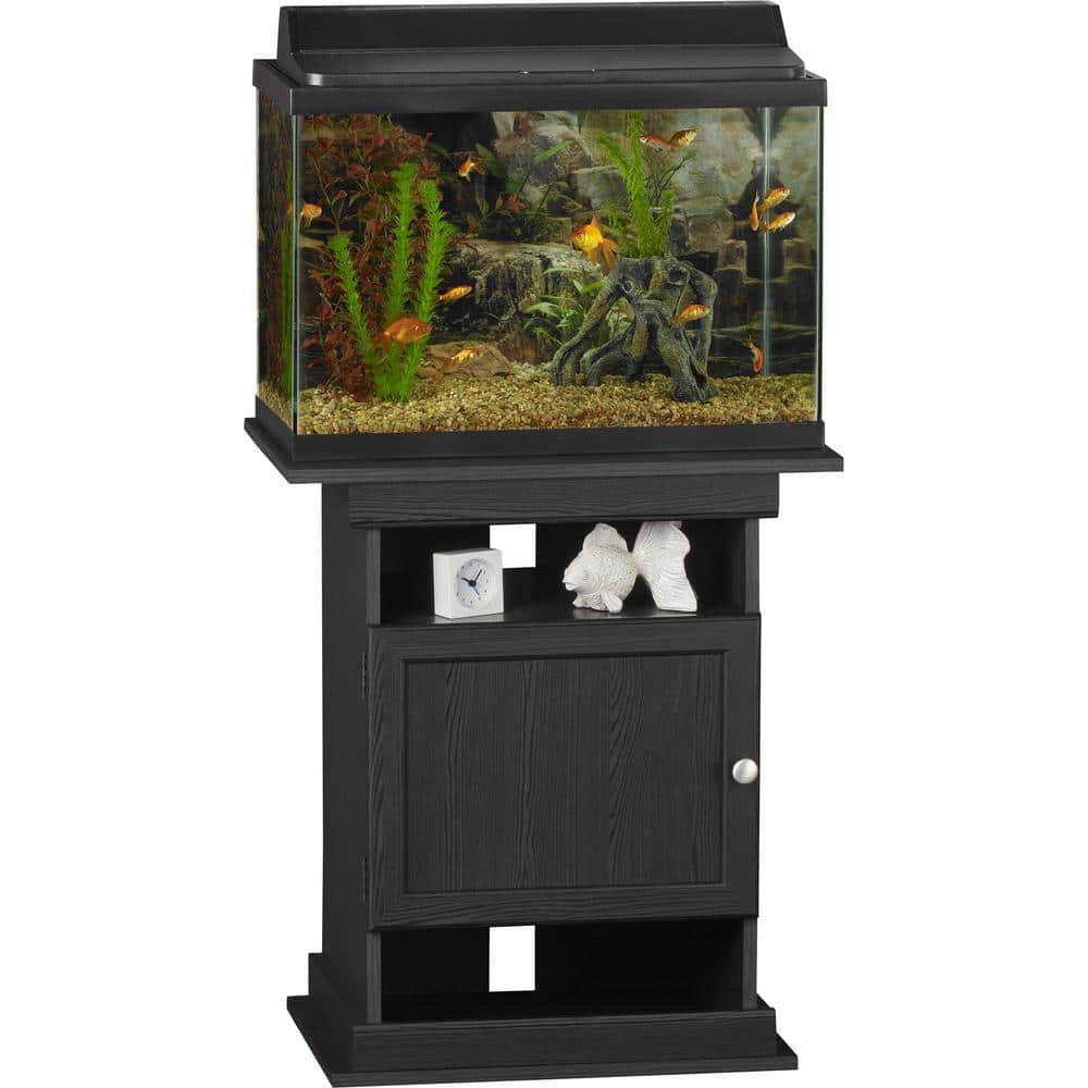 Black Oak Adjustable Aquarium Stand with Storage