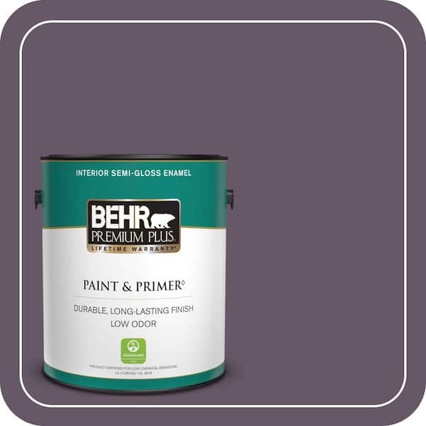 BEHR PREMIUM PLUS 1 gal. #PPU17-05 Preservation Plum Semi-Gloss Enamel Low Odor Interior Paint & Primer