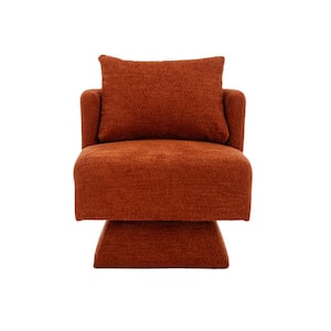 Modern Orange Chenille Upholstered Comfy Swivel Accent Sofa Chair