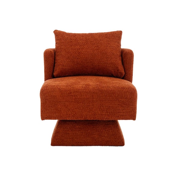 HOMEFUN Modern Orange Chenille Upholstered Comfy Swivel Accent Sofa Chair