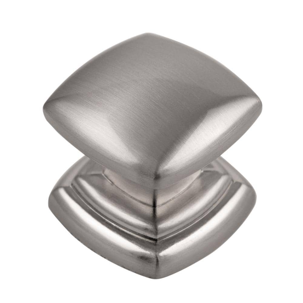 Satin Nickel Square Modern Cabinet Knob with Mounting Hardware