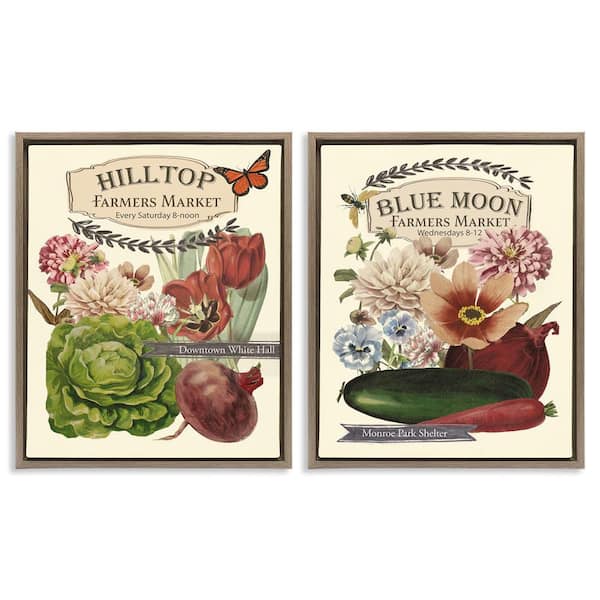 Vintage Farmers Markets by Vision Studio 2-Pieces Brown Floater Frame Food Graphic Art Print 31 in. x 25 in.