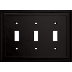 Derby 3-Gang Triple Light Switch/Toggle Wall Plate, Matte Black (1-Pack)