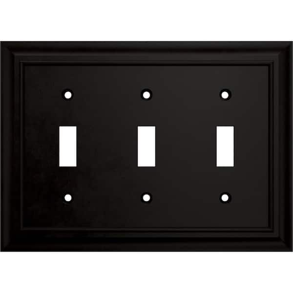 Hampton Bay Derby 3-Gang Triple Light Switch/Toggle Wall Plate, Matte Black (1-Pack)