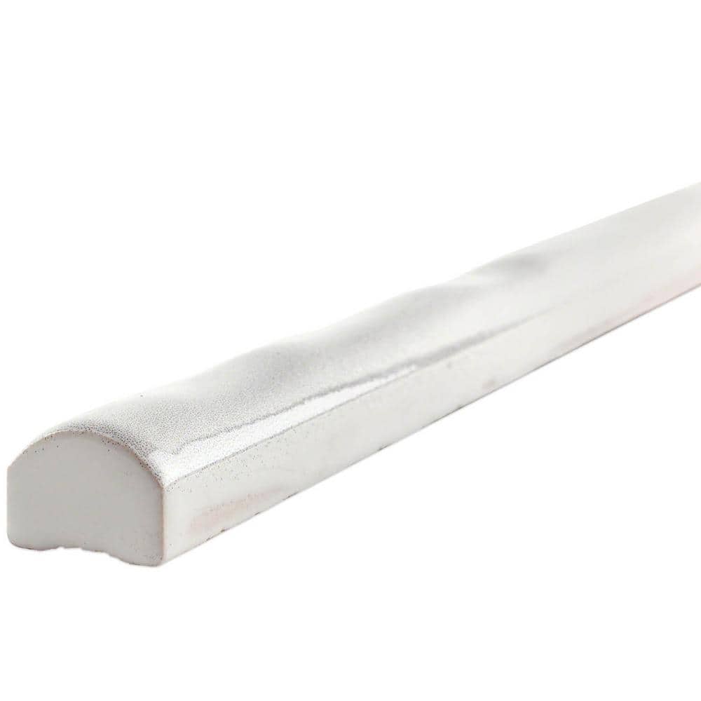 Moze White 0.75 in. x 12 in. Polished Ceramic Pencil Liner