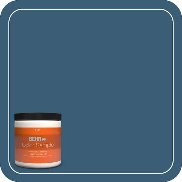 BEHR PREMIUM PLUS 8 oz. #S490-7 Superior Blue Flat Interior/Exterior Paint & Primer Color Sample