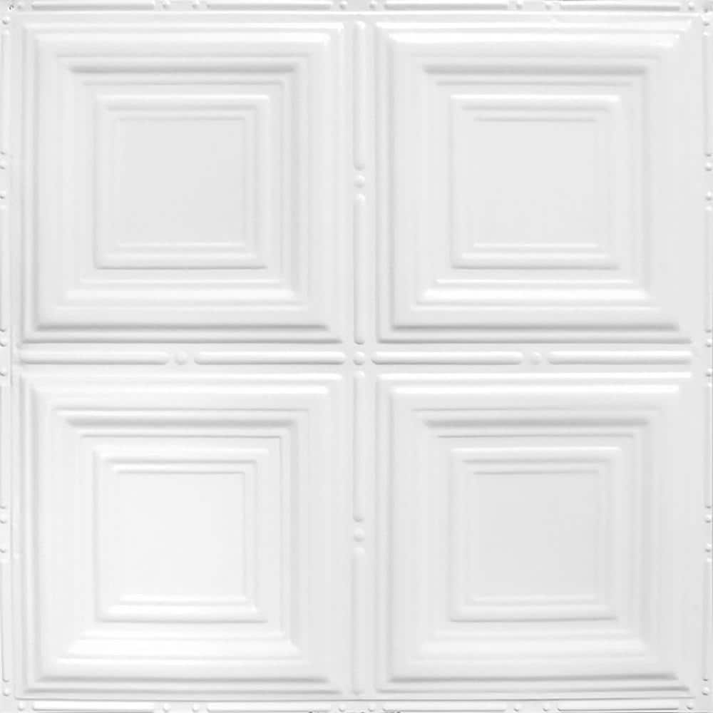 AMERICAN TIN CEILINGS Pattern #1 in Bright White Satin 2 ft. x 2 ft ...