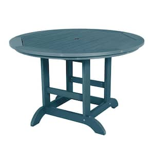 Nantucket Blue Round Recycled Plastic Outdoor Dining Table