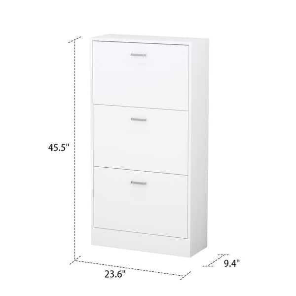 FUFU&GAGA 45.5-in H 3 Tier 14 Pair White Composite Shoe Cabinet in