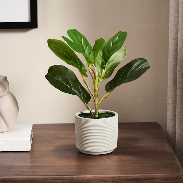Unbranded Petite 12 in. H Artificial Fiddle Leaf Fig in Cement Pot
