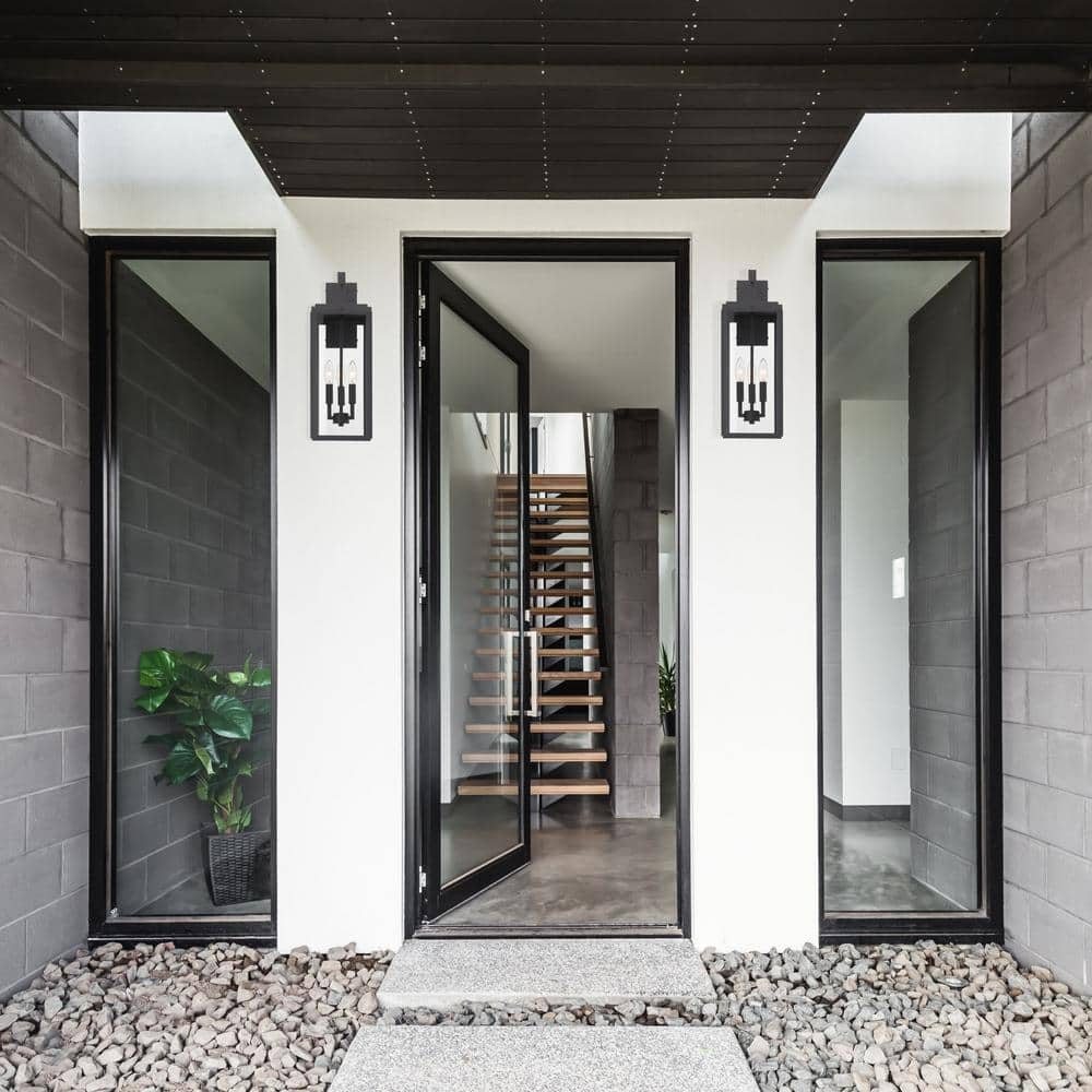 Matte Black Glass 3-Light Outdoor Pendant