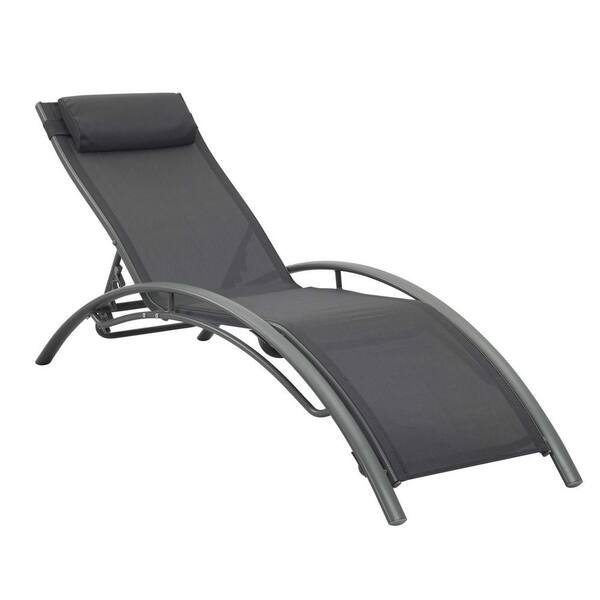 Zeus & Ruta Gray Aluminum Wicker Outdoor Patio Lounge Chairs, Adjustable for All Weather for Beach Backyard