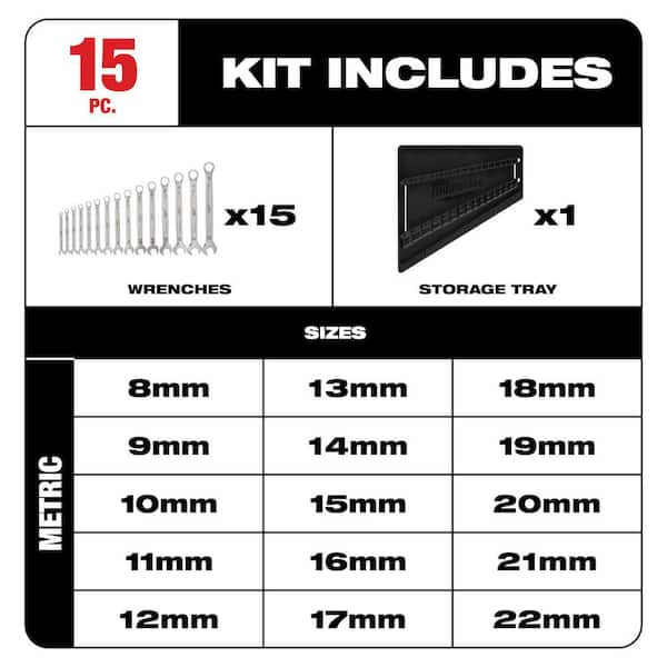 Milwaukee Combination SAE Wrench Mechanics Tool Set and Hook and Pick Set  (19-Piece) 48-22-9415-48-22-9215 - The Home Depot