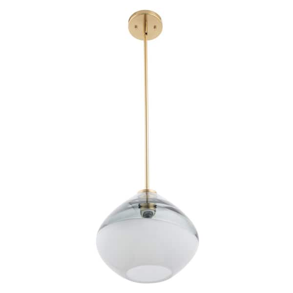 Parrot Uncle Pheobe 11.4 in. 1-Light Gold Modern Single Pendant Light with Handblown Glass Shade