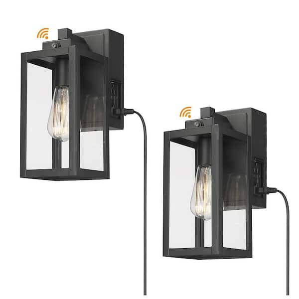 JAZAVA 1-Light Black Aluminum Dawn Outdoor Hardwired waterproof outdoor Wall Lantern Sconce with No Bulbs Included