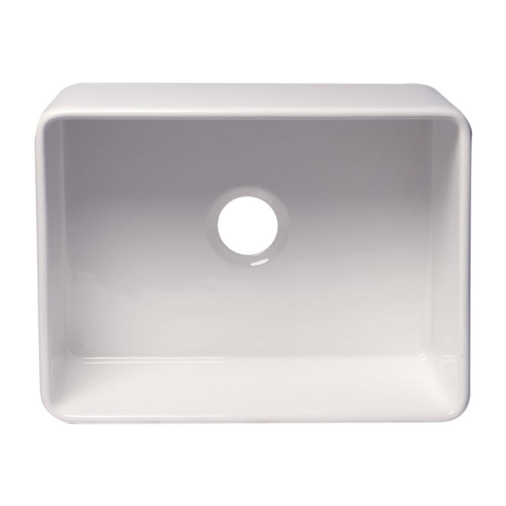 24" White Fireclay Single Bowl Farmhouse Kitchen Sink