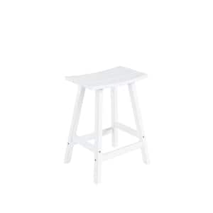 Franklin White 24 in. Poly HDPE Fade Resistant Outdoor Patio Saddle Seat Counter Height Bar Stool