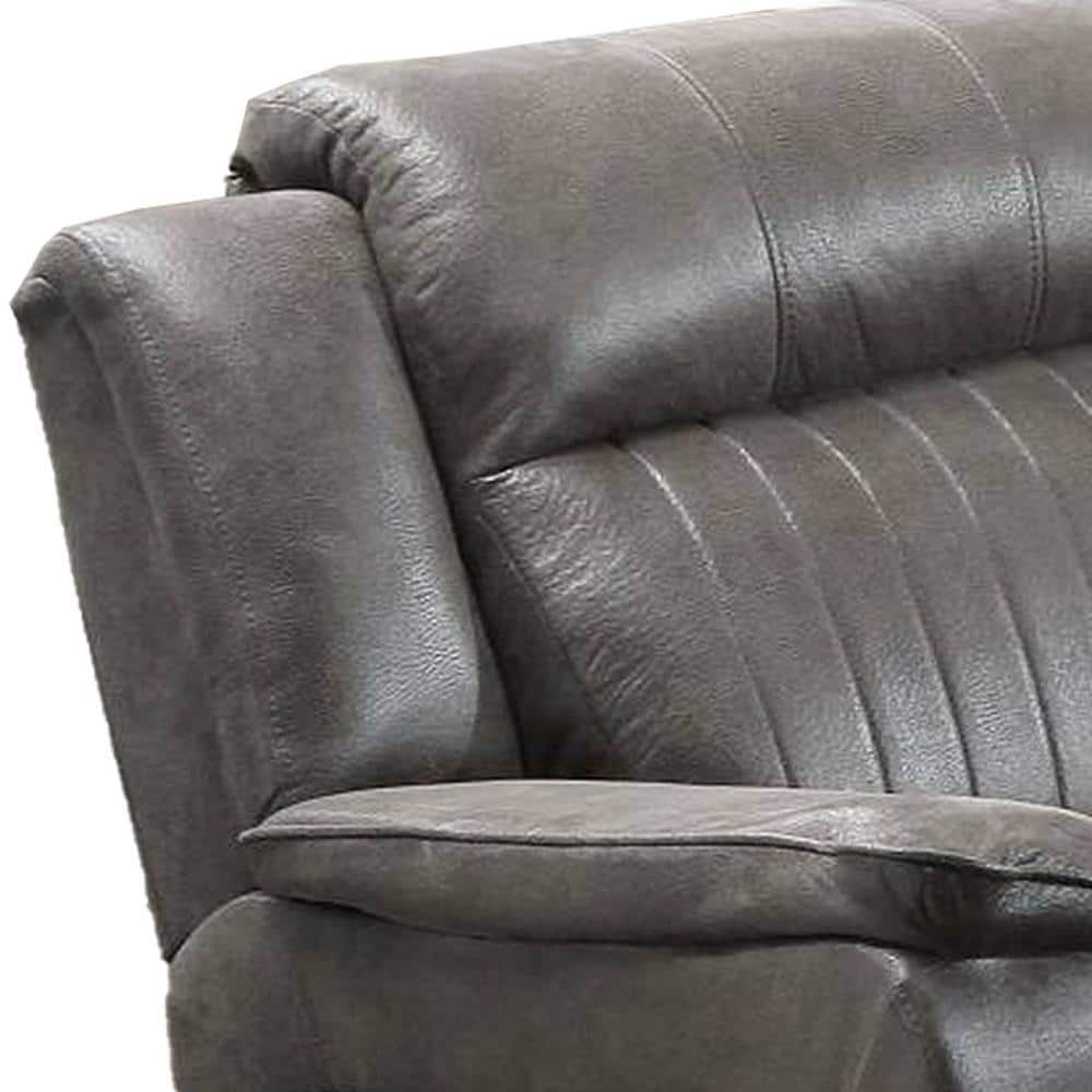 Luxurious Gray Fabric Manual Recliner Chair with Pillow Top Arms