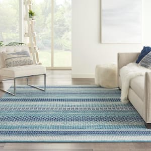 Passion Navy Blue 8 ft. x 10 ft. Geometric Contemporary Area Rug