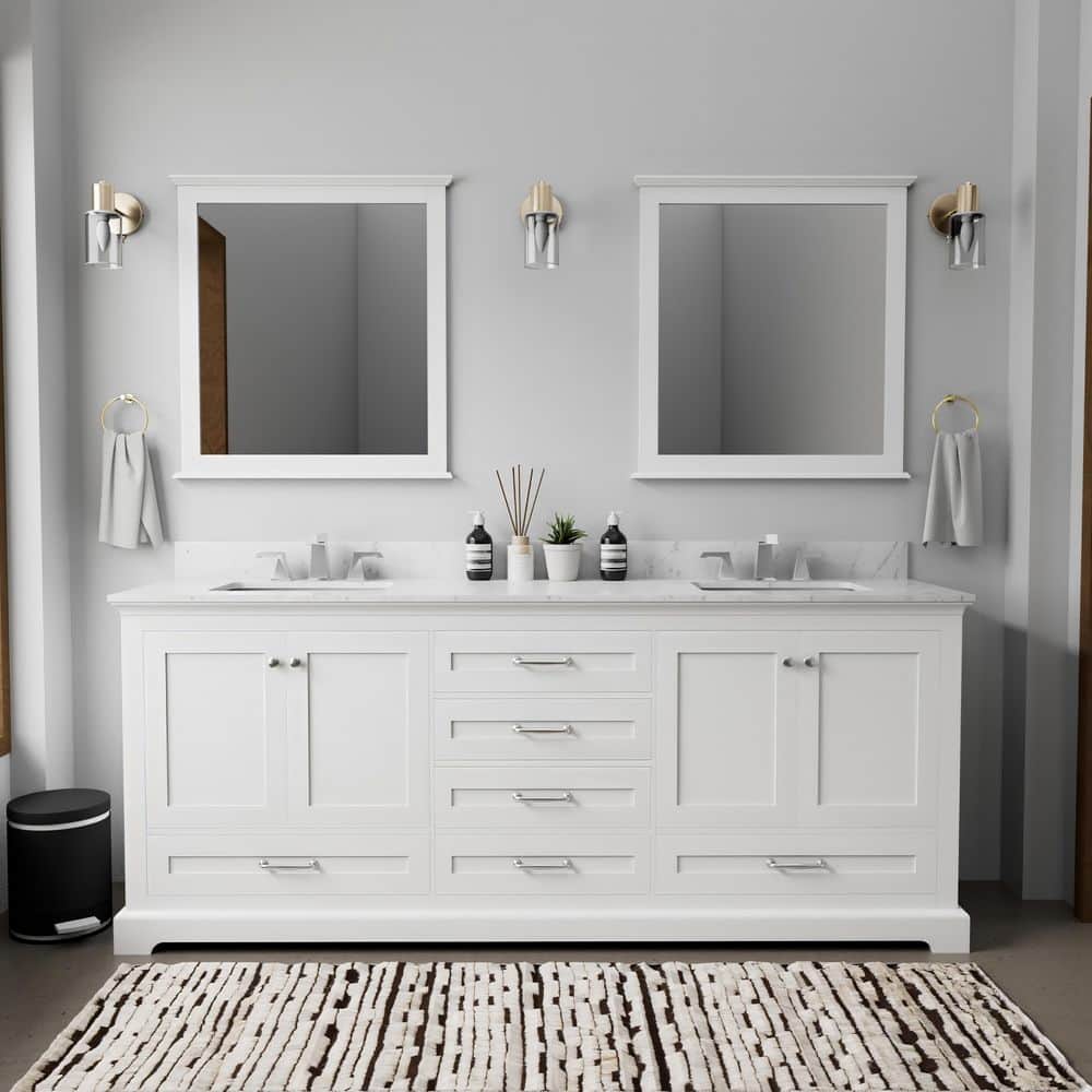 Lexora Dukes 80 in. W x 22 in. D White Double Bath Vanity without