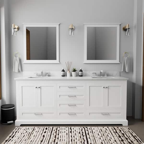 Dukes 80 in. W x 22 in. D White Double Bath Vanity without Top