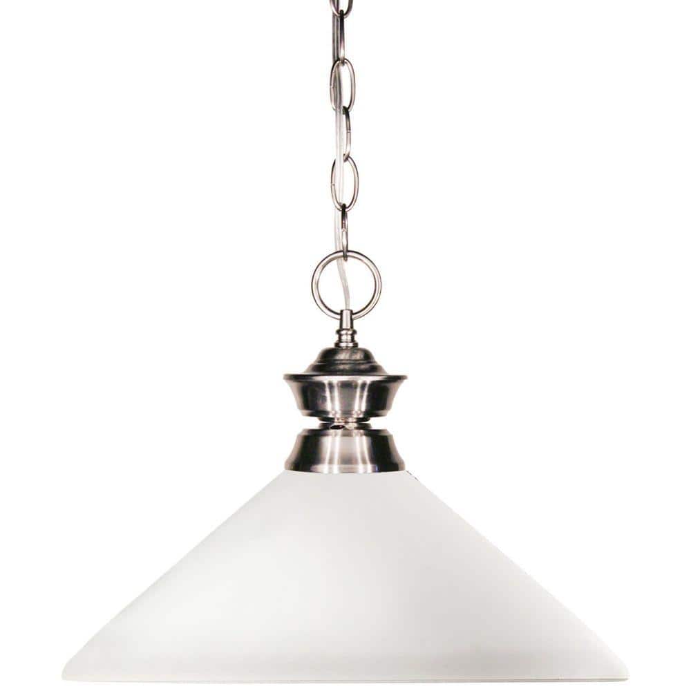 Lawrence Shaded 1-Light Brushed Nickel with Angle Matte Opal Shade Pendant 