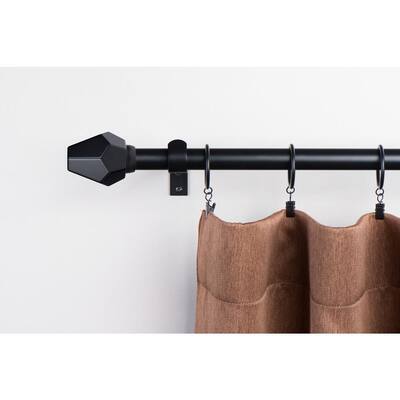 Classic Geode 72 in. - 144 in. Single Curtain Rod in Matte Black with Finial