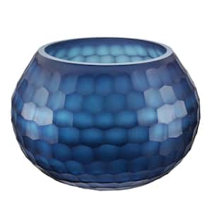 7-1/2 in. diameter x 5-1/4 in. Height, Blue Glass, Candle Holder Stand for Wedding, Dining, Party, Home Decor