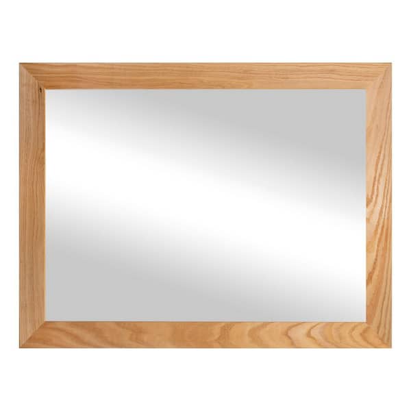 3 in Natural Frame (44 in. W x 33 in. H) Oak Hardwood Rectangle Wall Mirror