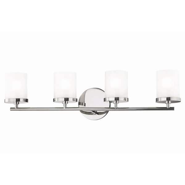 MITZI HUDSON VALLEY LIGHTING Ryan 4-Light Polished Nickel Bath Light with Clear Frosted Glass Shade